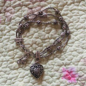 Brighton Triple Strand Bracelet Silver Heart